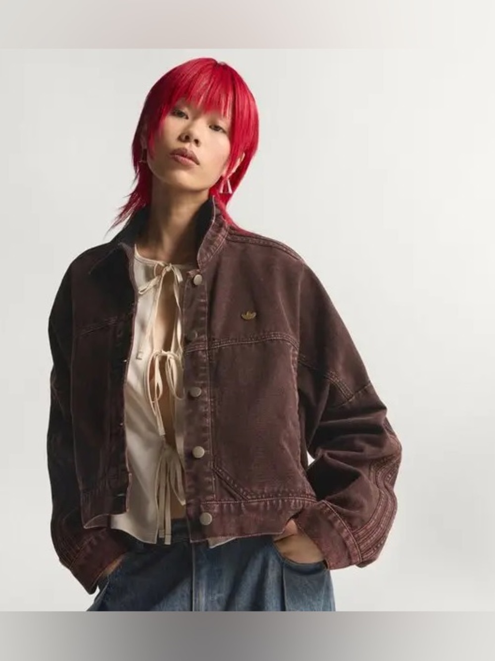 Adidas Originals women CANVAS TRACKTOP Jacket Aurora Coffee - Picture 3 of 7